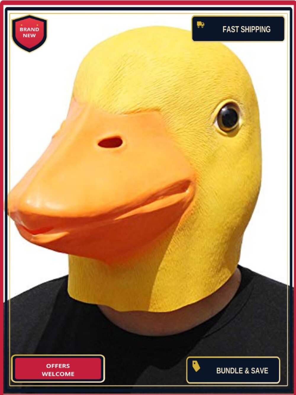 Yellow Duck Mask 100% Natural Latex Full Head Animal Costume Mask